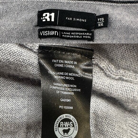 LE 31 Par Simons Pullover Sweater Mens XXL V-Neck Light Blue Tight Knit Preppy - Picture 4 of 6